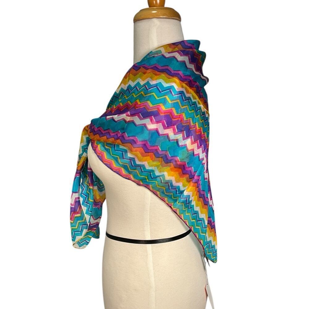 Festival Boho Raj 100% Large Silk Scarf Colorful Fun Classic One Size NWT - Picture 6 of 10